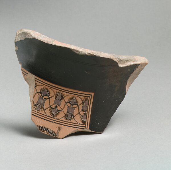 Fragment of a terracotta amphora (jar), Attributed to the Amasis Painter, Terracotta, Greek, Attic