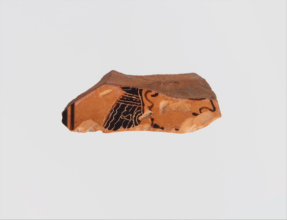 Fragments of a terracotta amphora (jar), Attributed to the Amasis Painter, Terracotta, Greek, Attic