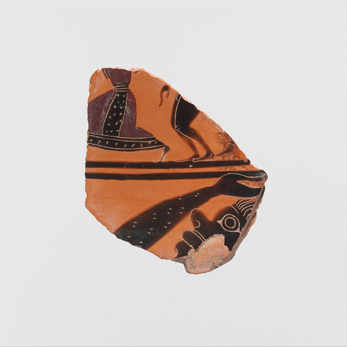 Fragments of a terracotta amphora (jar), Attributed to the Amasis Painter, Terracotta, Greek, Attic