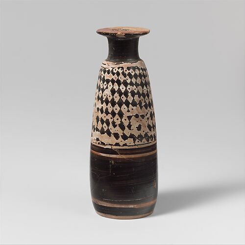 Terracotta Columbus alabastron (perfume vase)