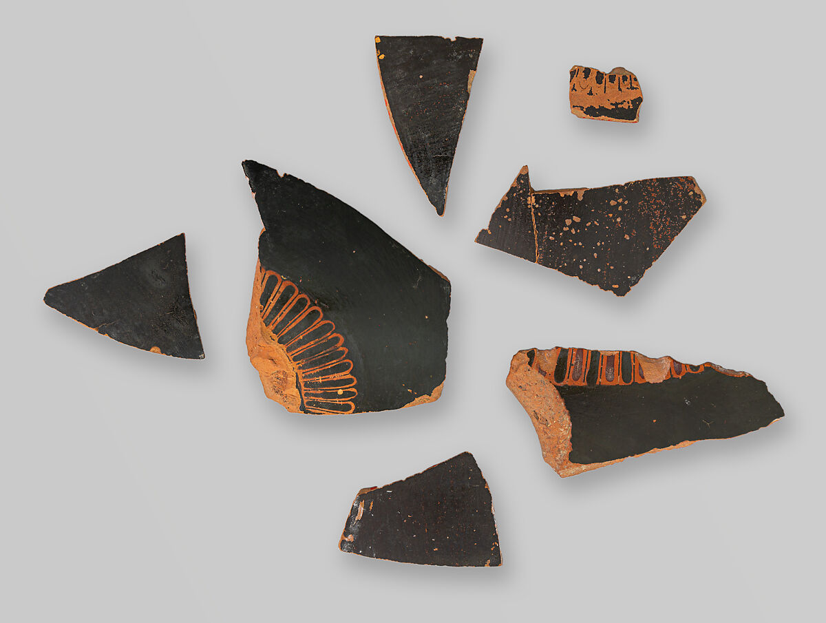 Neck-amphora, fragmentary, Attributed to Euphronios, Terracotta, Greek, Attic 