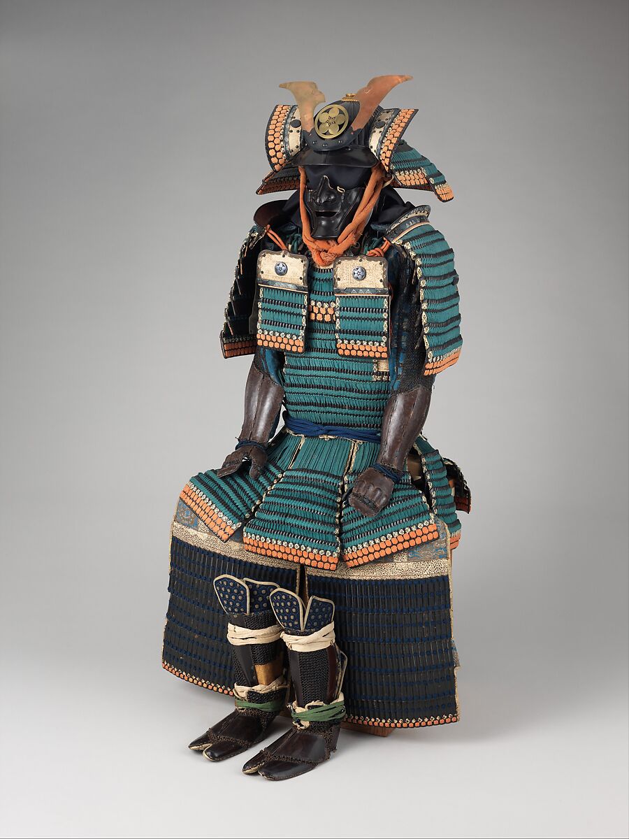 Armor (<i>Gusoku</i>) of the Maeda Family, Iron, lacquer, gold, copper alloy, copper-gold alloy (<i>shakudō</i>), leather, silk, Japanese