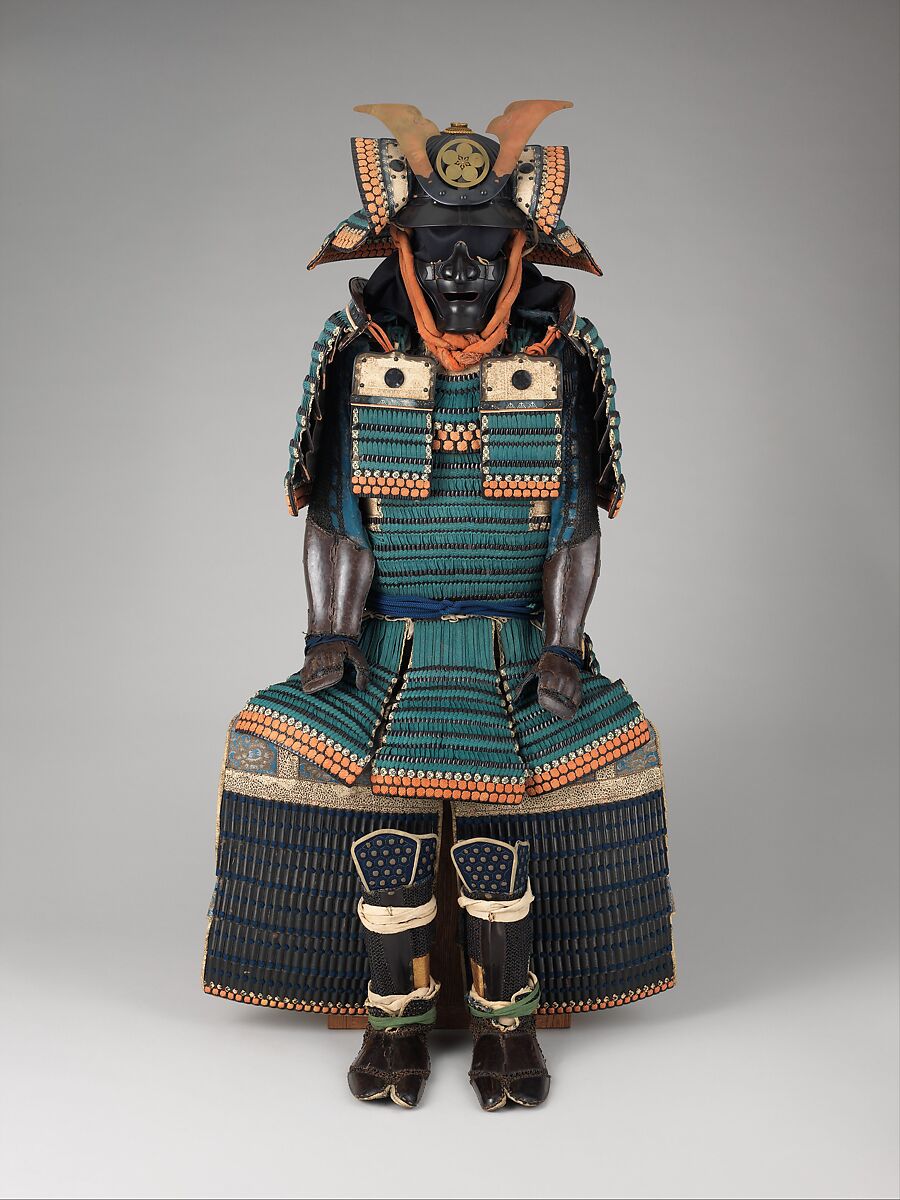 Armor (<i>Gusoku</i>) of the Maeda Family, Iron, lacquer, gold, copper alloy, copper-gold alloy (<i>shakudō</i>), leather, silk, Japanese 