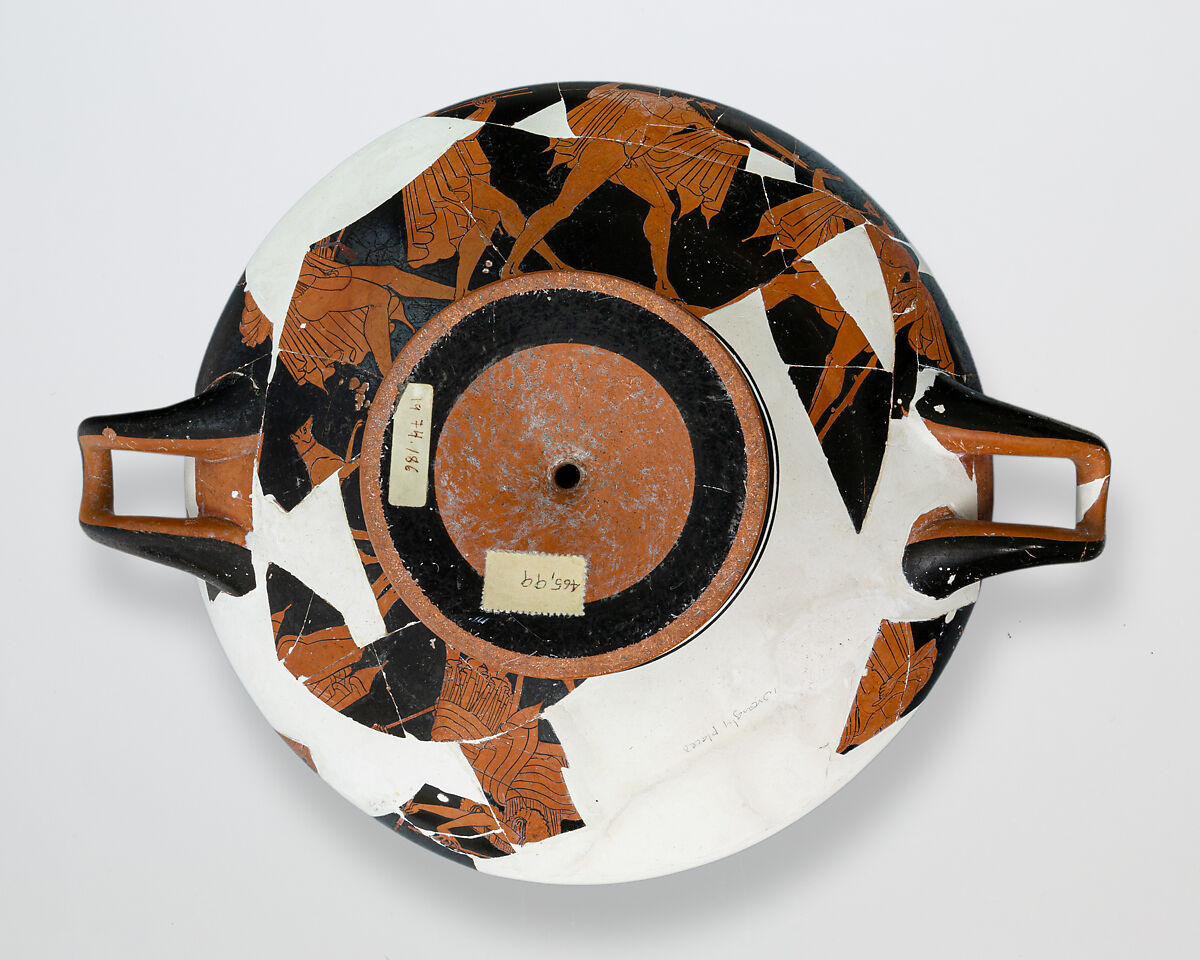 Kylix fragment, Attributed to Makron, Terracotta, Greek, Attic