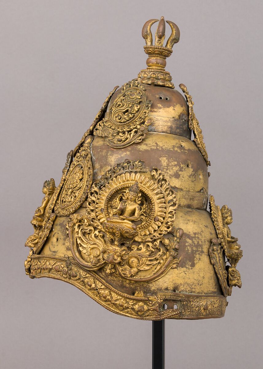 Vajracarya Priest's Crown, Copper, gold, crystal, turquoise, Nepalese