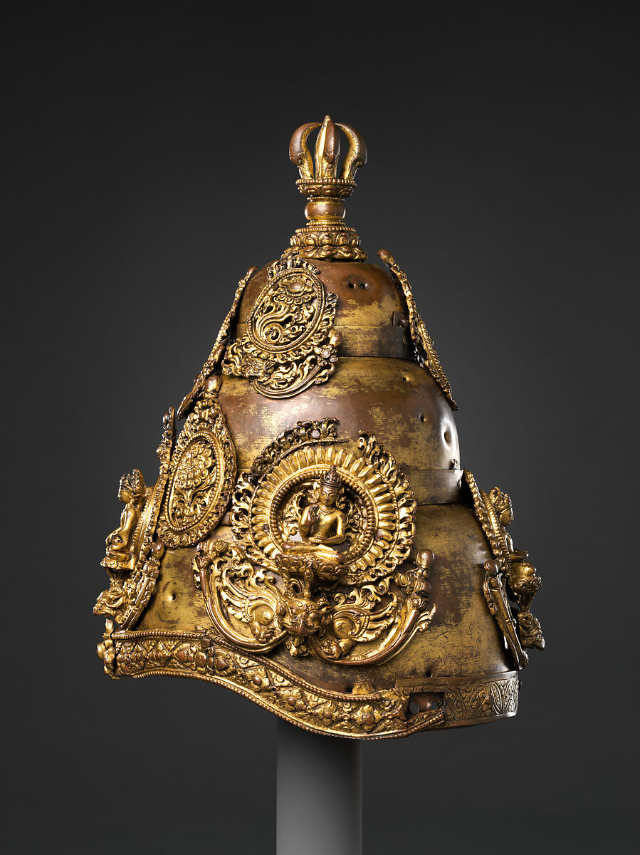 Vajracarya Priest's Crown, Copper, gold, crystal, turquoise, Nepalese