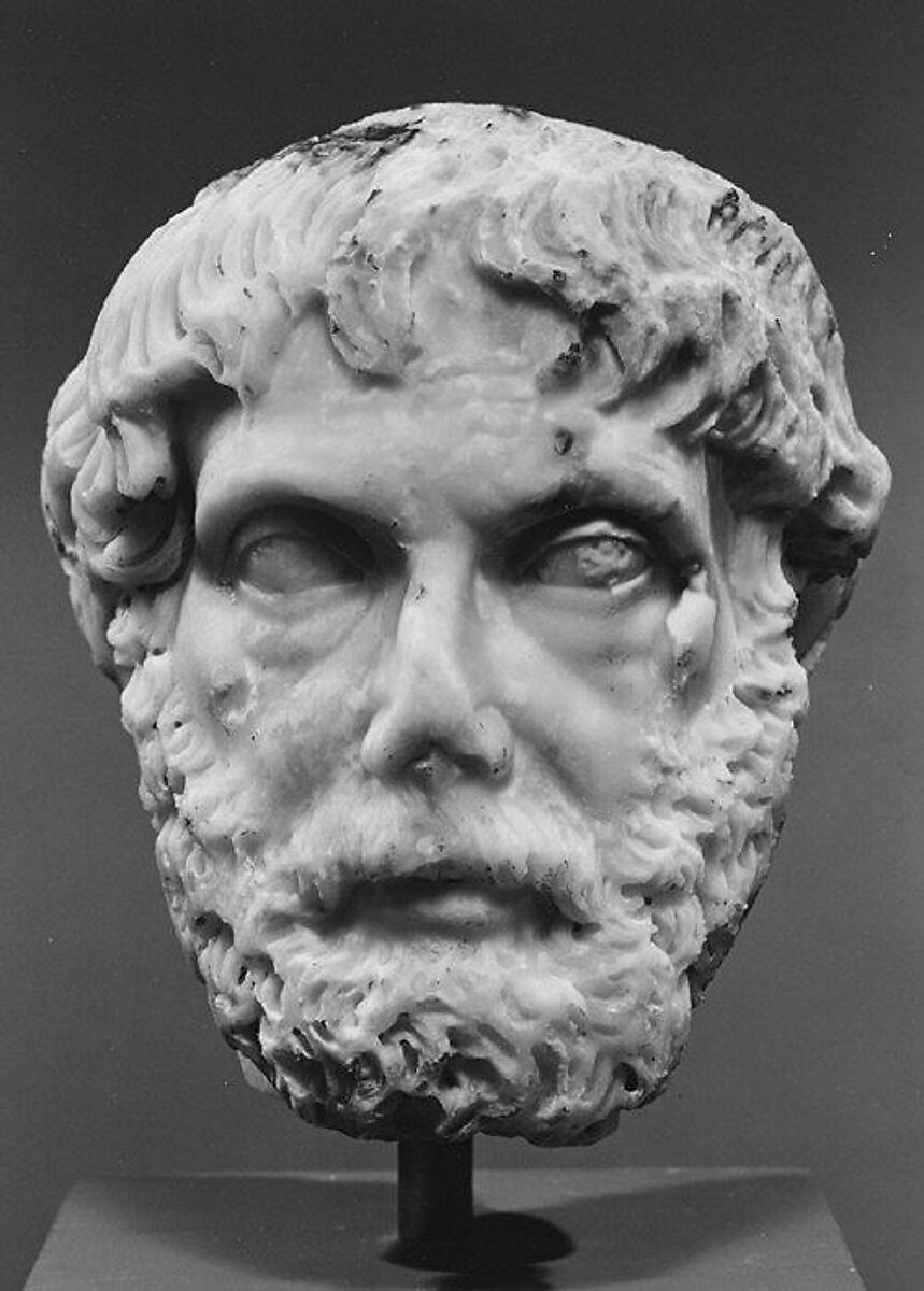 Marble head of a man, Marble, Roman 