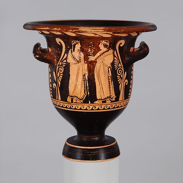 Terracotta bell-krater (mixing bowl), Attributed to Python, Terracotta, Greek, South Italian, Paestan
