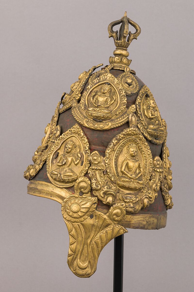Vajracarya Priest's Crown, Copper, gold, Nepalese