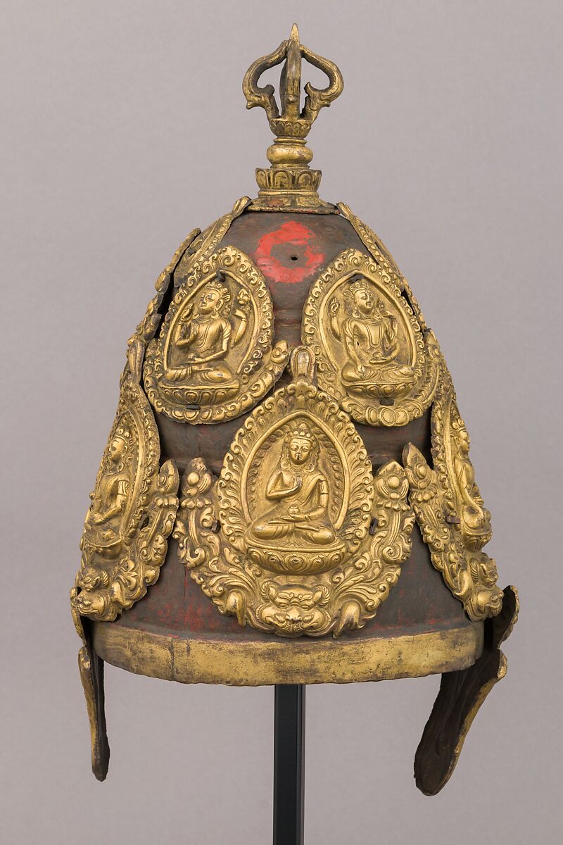 Vajracarya Priest's Crown, Copper, gold, Nepalese