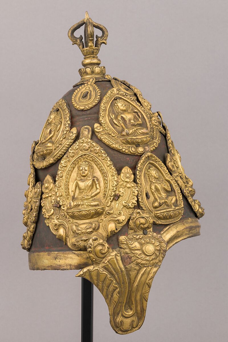 Vajracarya Priest's Crown, Copper, gold, Nepalese