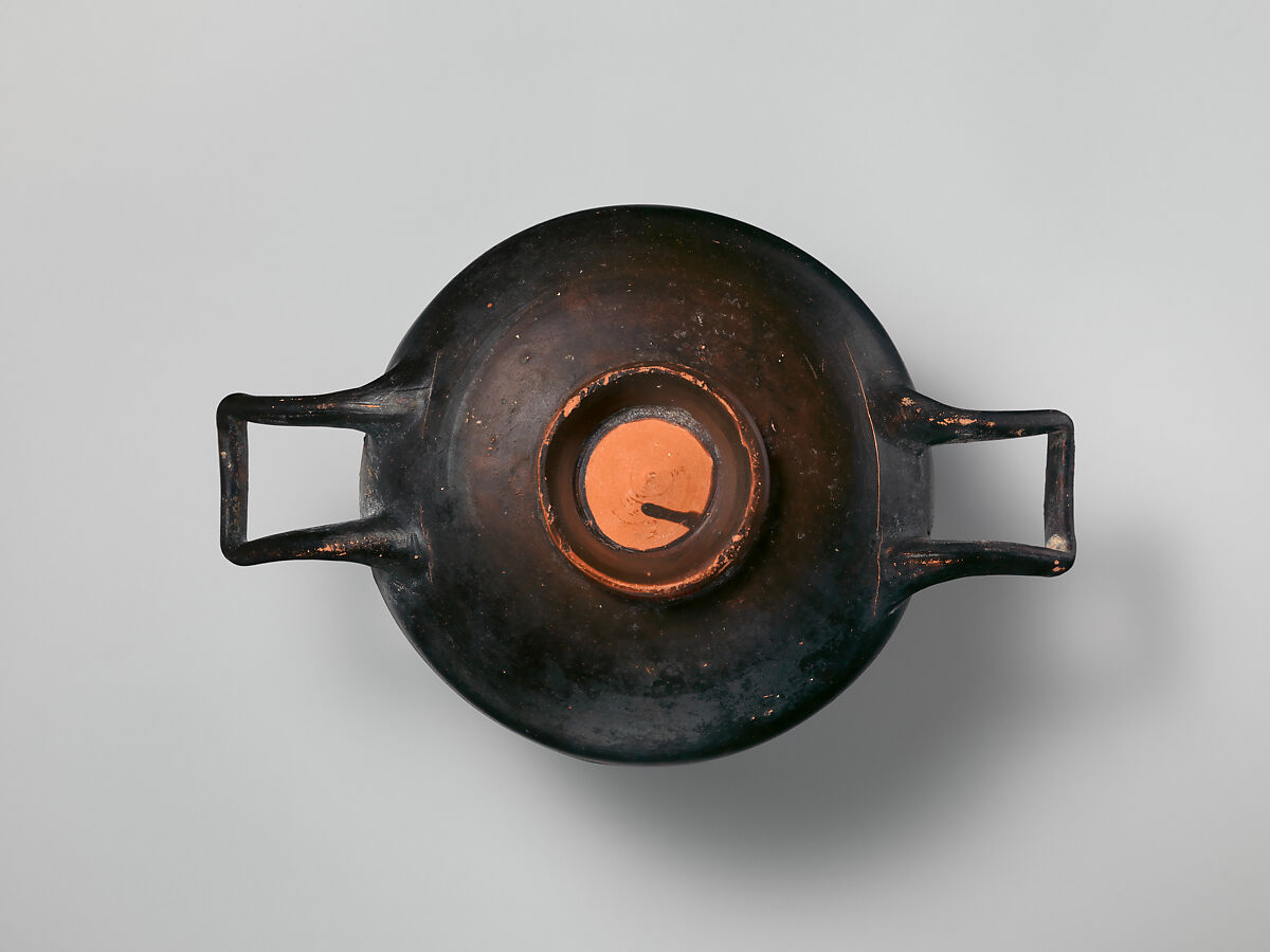 Terracotta stemless kylix (drinking cup), Attributed to the Asteas Workshop, Terracotta, Greek, South Italian, Paestan