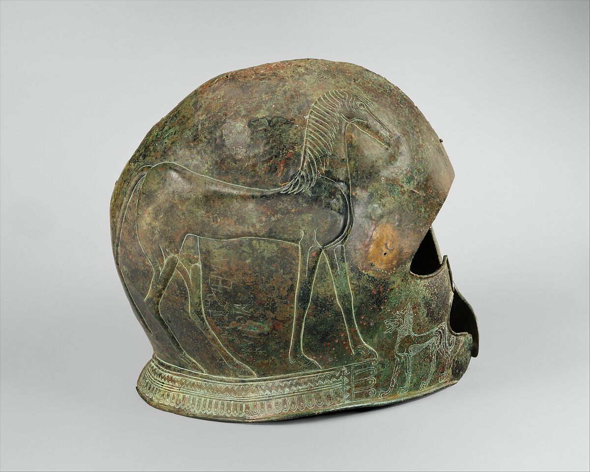 Bronze helmet, Bronze, Greek, Cretan 