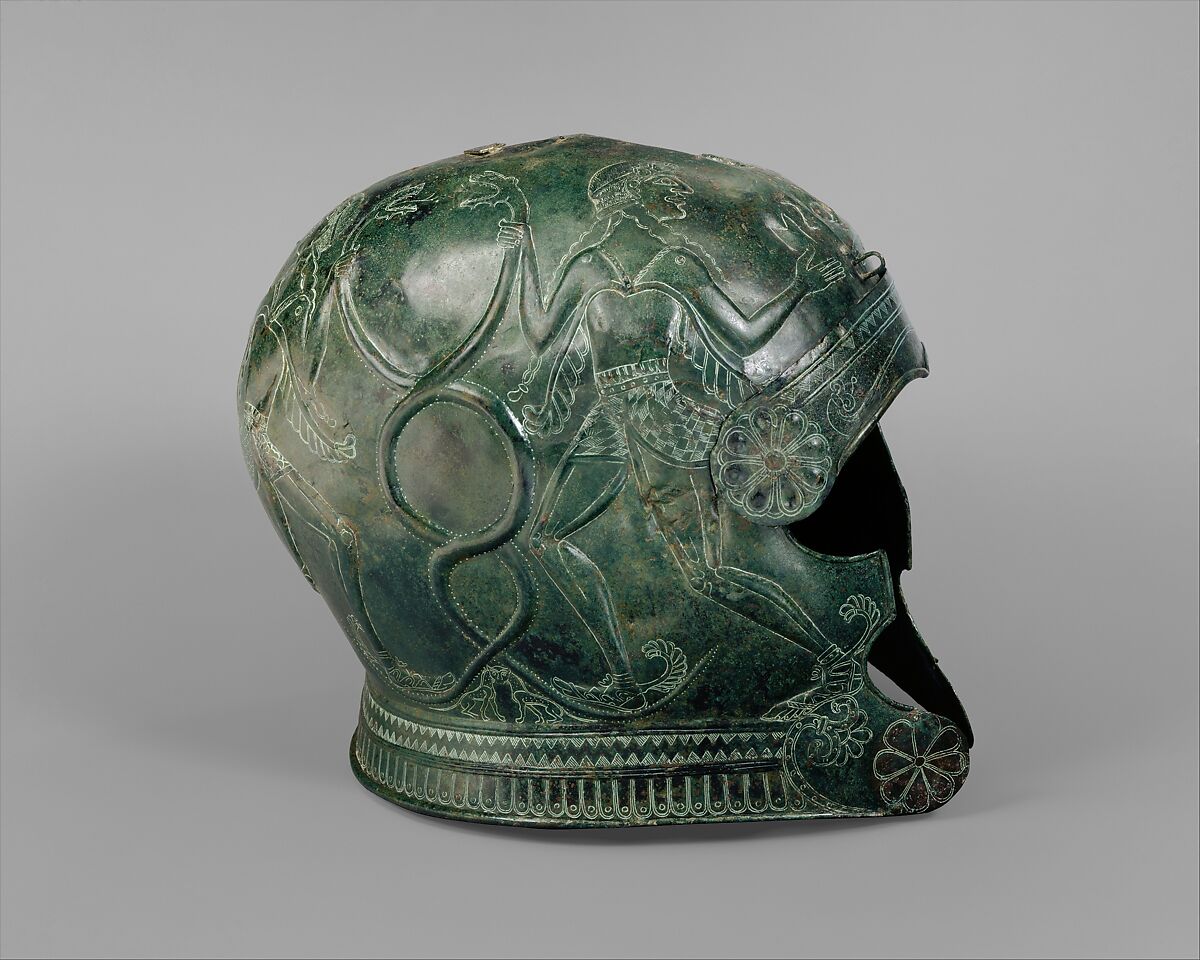 Bronze helmet, Bronze, Greek, Cretan 