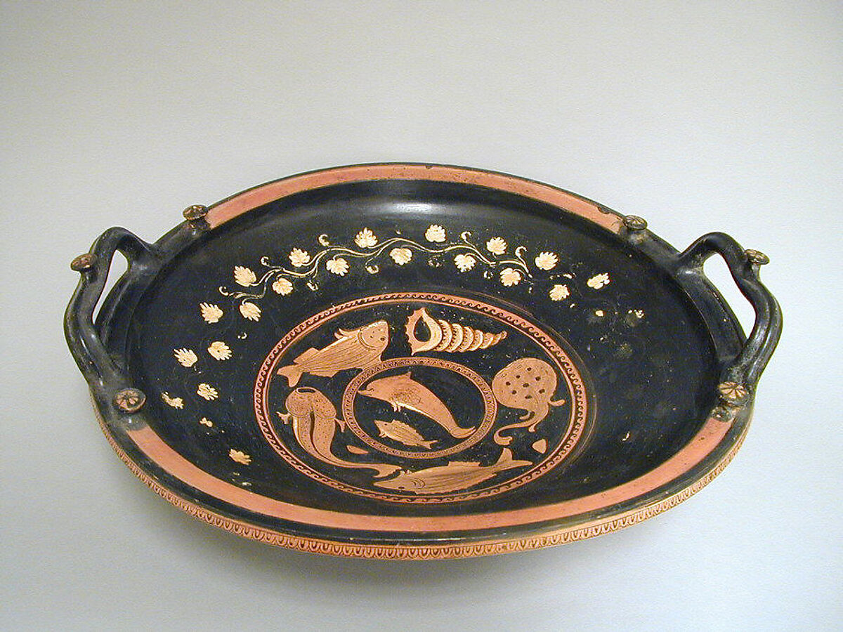 Terracotta lekanis (dish), Attributed to the Phrixos Group, Terracotta, Greek, South Italian, Apulian 