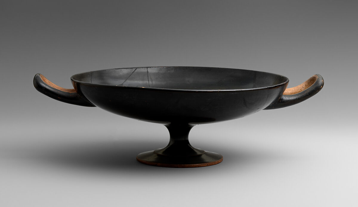 Terracotta kylix (drinking cup), Attributed to Onesimos, Terracotta, Greek, Attic