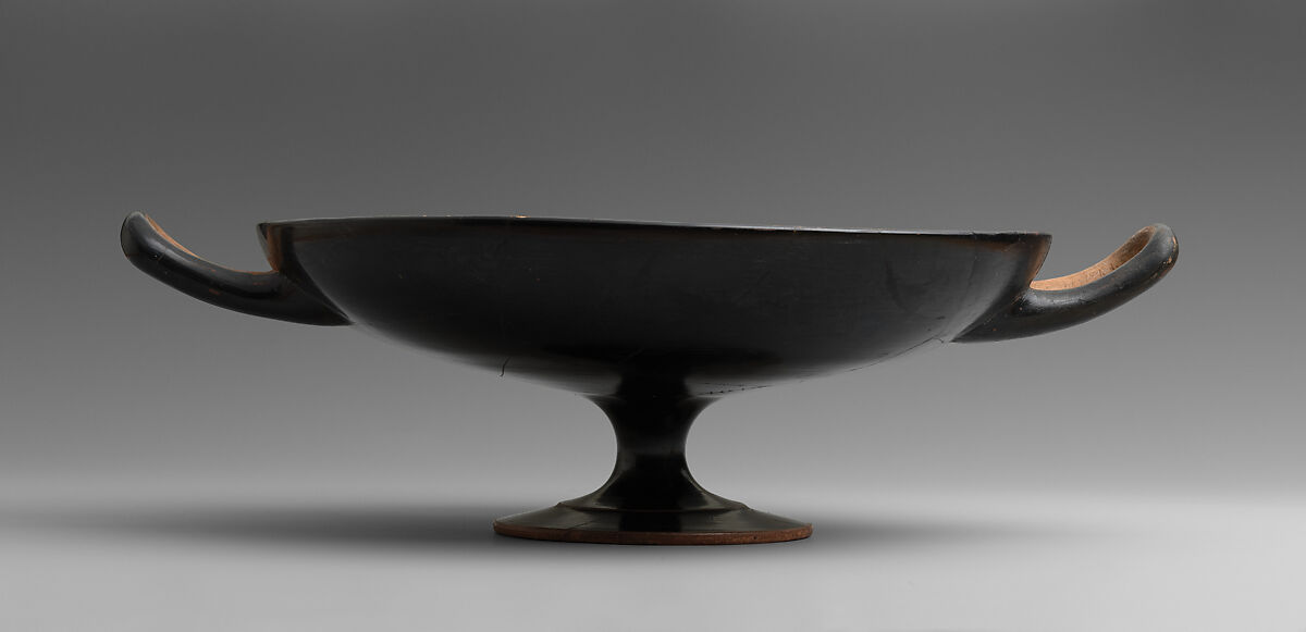 Terracotta kylix (drinking cup), Attributed to Onesimos, Terracotta, Greek, Attic