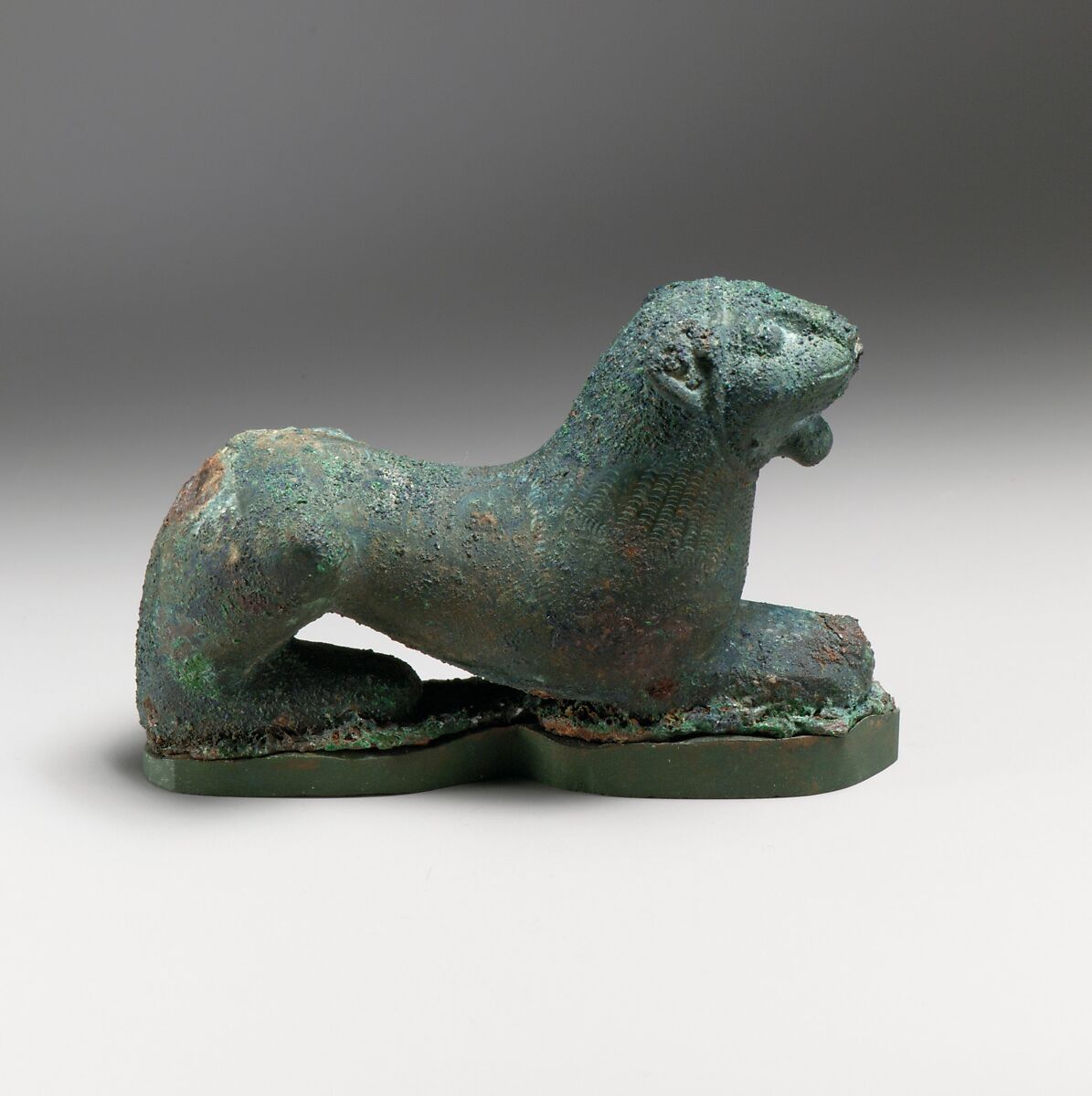 Pair of bronze statuettes of a lion and a double-headed lion, Bronze, Etruscan 