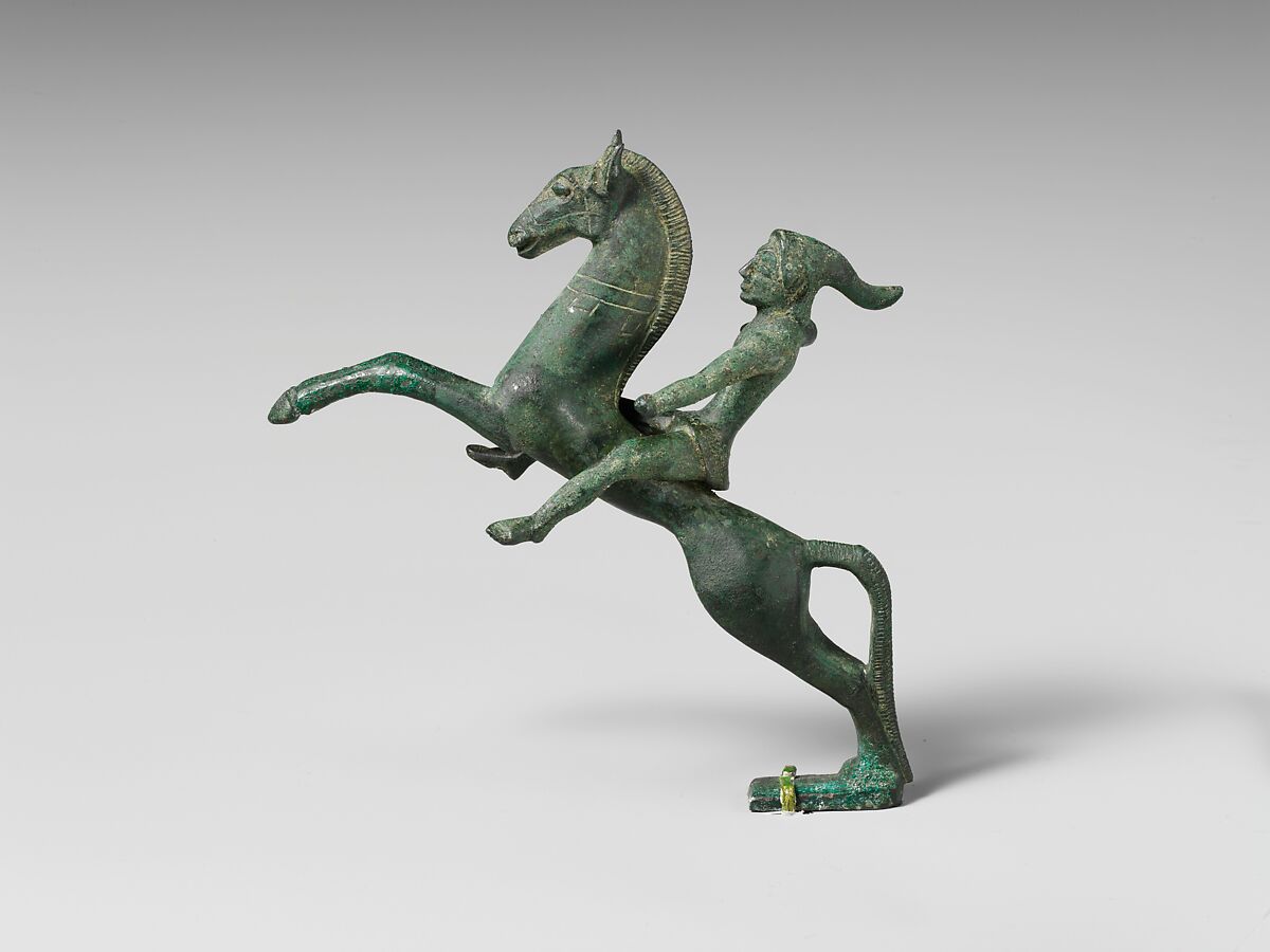 Bronze statuette of a Scythian mounted archer, Bronze, Etruscan, Campanian 