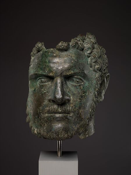 Fragmentary bronze portrait of the emperor Caracalla, Bronze, Roman 