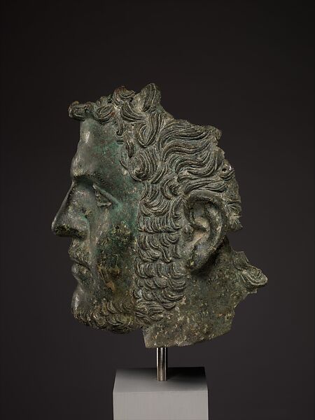 Fragmentary bronze portrait of the emperor Caracalla, Bronze, Roman