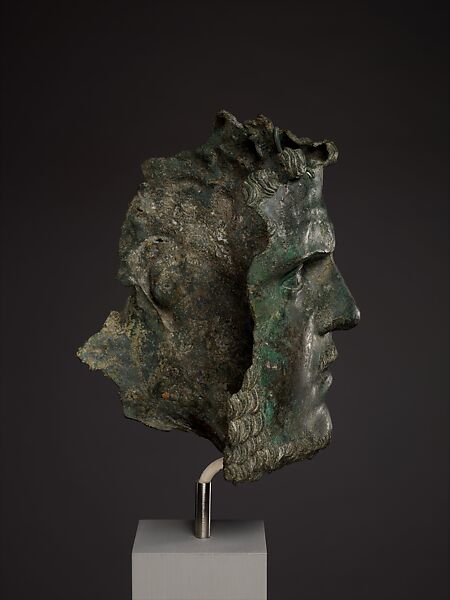Fragmentary bronze portrait of the emperor Caracalla, Bronze, Roman