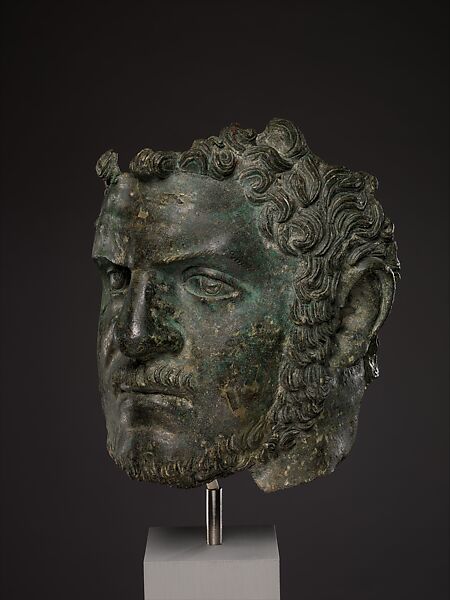 Fragmentary bronze portrait of the emperor Caracalla, Bronze, Roman