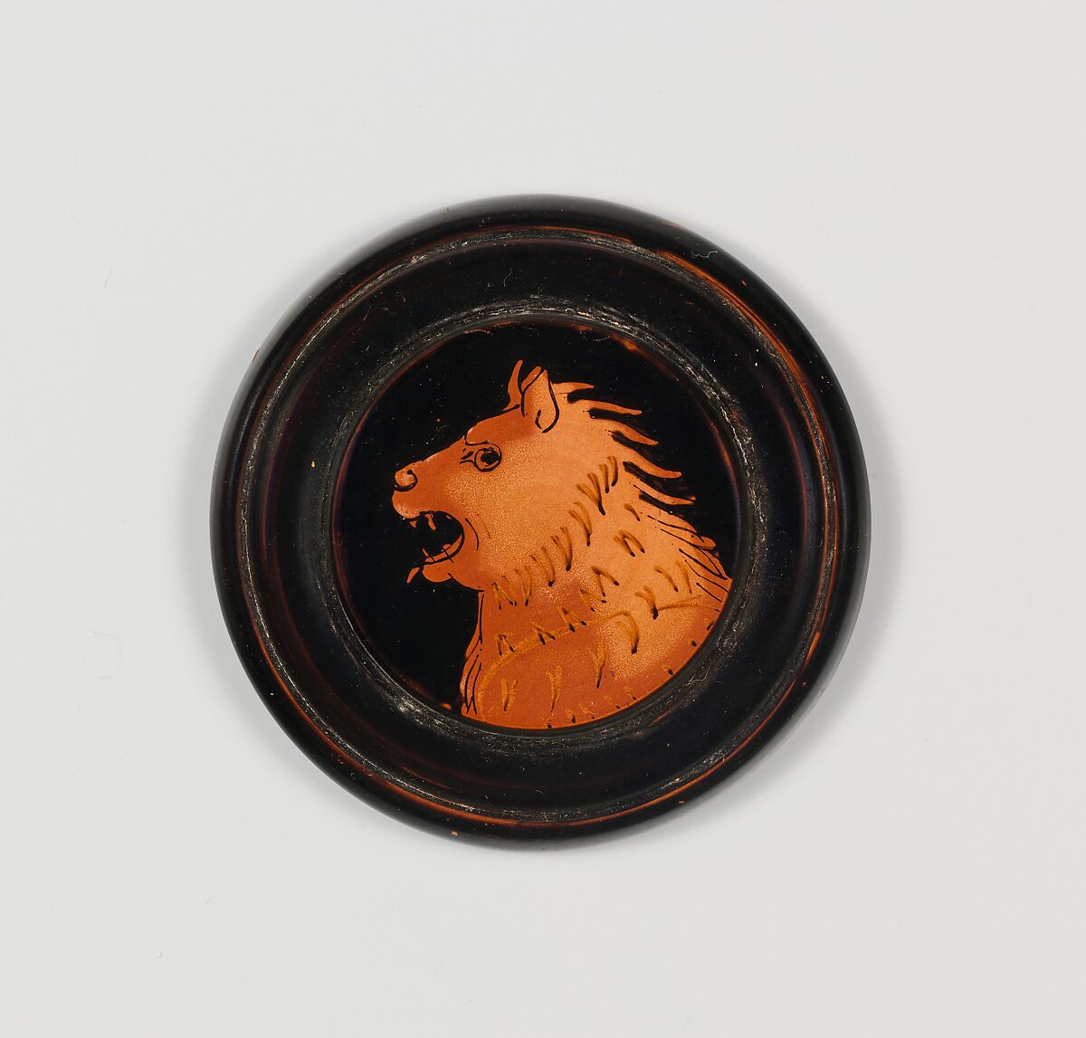 Terracotta pyxis (box), Terracotta, Greek, Attic