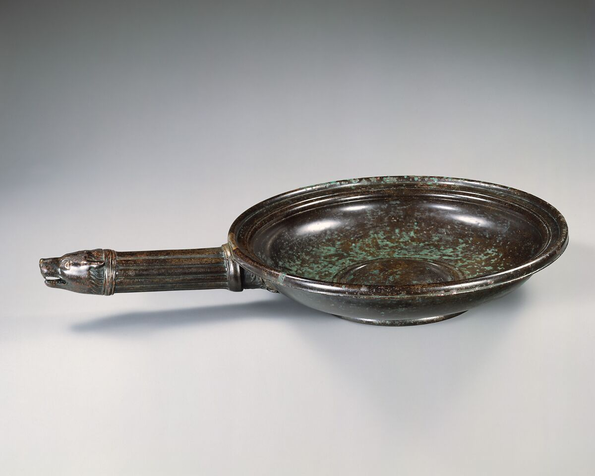 Bronze patera (shallow bowl with handle), Bronze, Roman