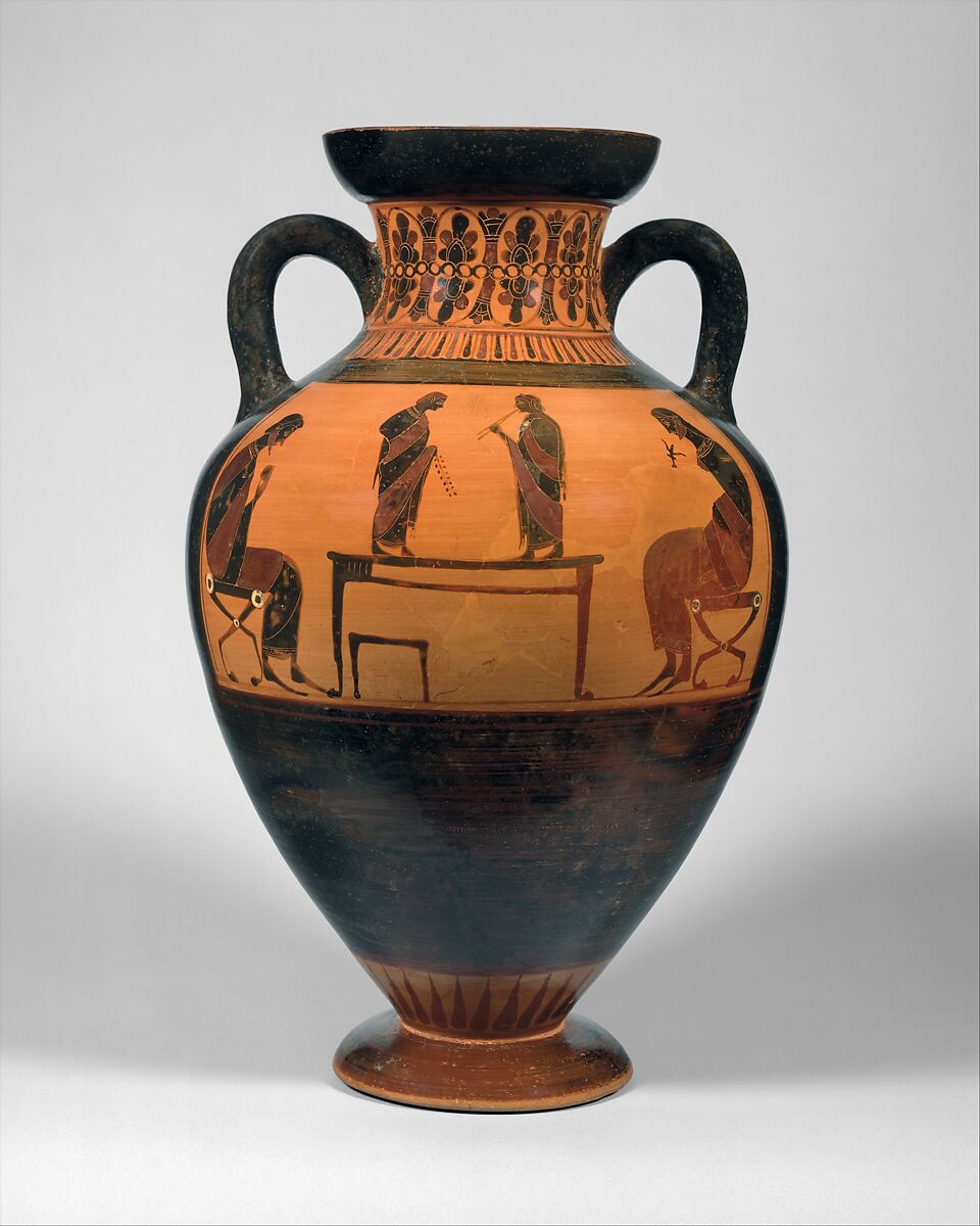 Terracotta neck-amphora of Panathenaic shape, Attributed to the Princeton Painter, Terracotta, Greek, Attic
