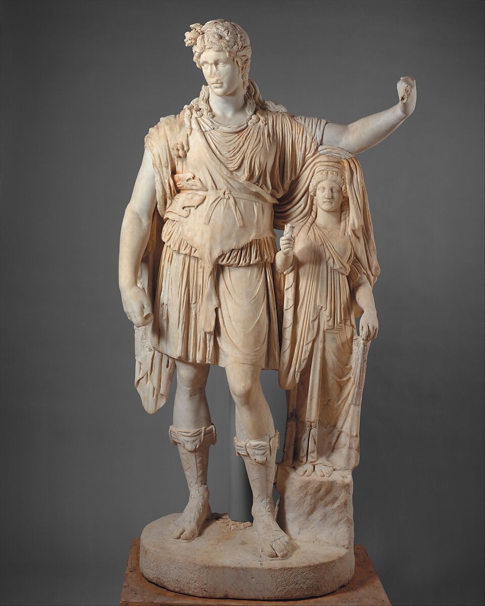 Statue of Dionysos leaning on a female figure ("Hope Dionysos"), Restored by Pacetti, Vincenzo, Marble, Roman 