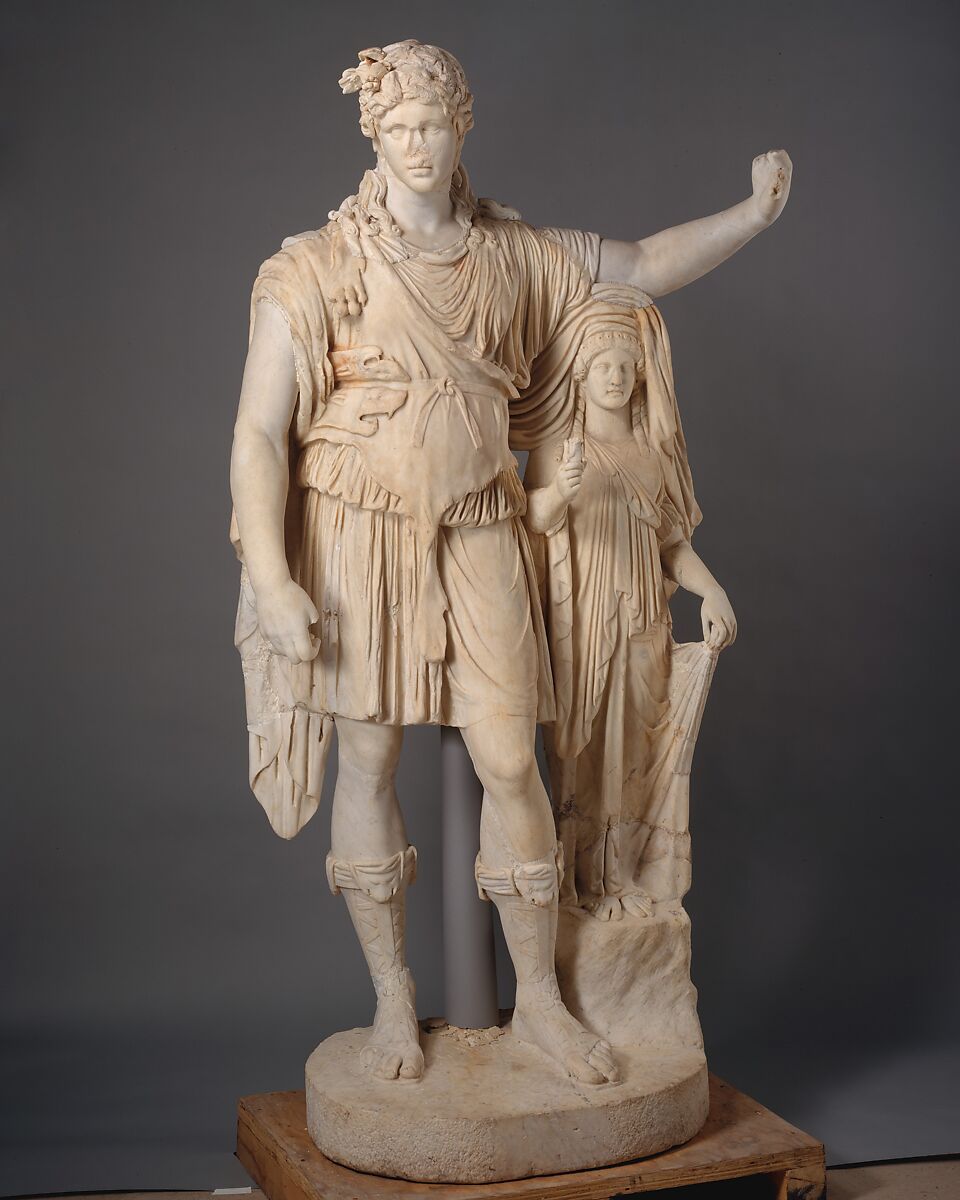 Statue of Dionysos leaning on a female figure ("Hope Dionysos"), Restored by Pacetti, Vincenzo, Marble, Roman