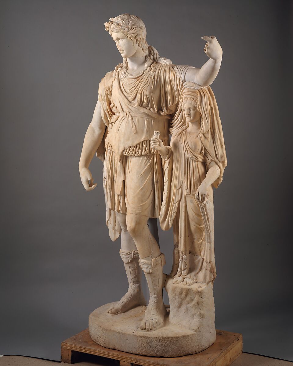Statue of Dionysos leaning on a female figure ("Hope Dionysos"), Restored by Pacetti, Vincenzo, Marble, Roman