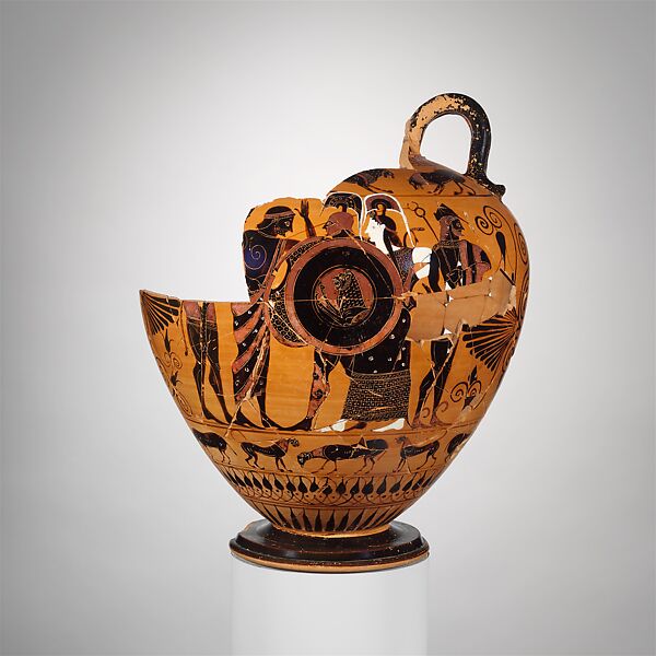 Terracotta fragments of a neck-amphora (jar), Princeton Painter, Terracotta, Greek, Attic