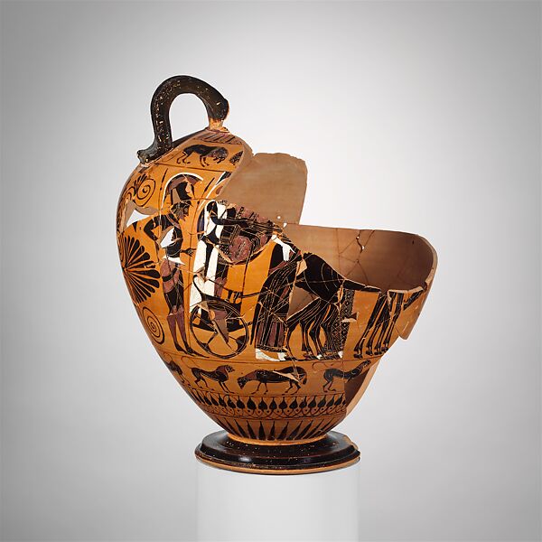 Terracotta fragments of a neck-amphora (jar), Attributed to the Princeton Painter, Terracotta, Greek, Attic