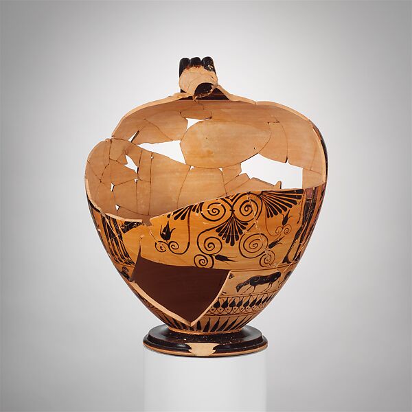 Terracotta fragments of a neck-amphora (jar), Attributed to the Princeton Painter, Terracotta, Greek, Attic