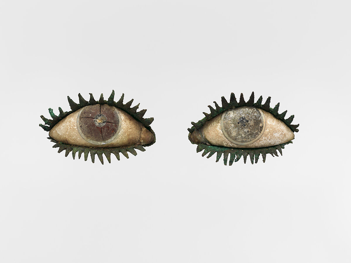 Pair of eyes, Bronze, marble, frit, quartz, obsidian, Greek 