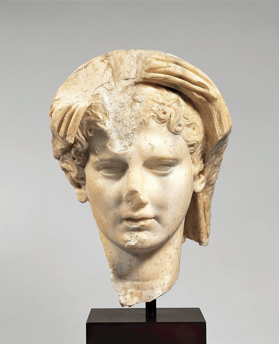 Marble head of a veiled man, Marble, Roman