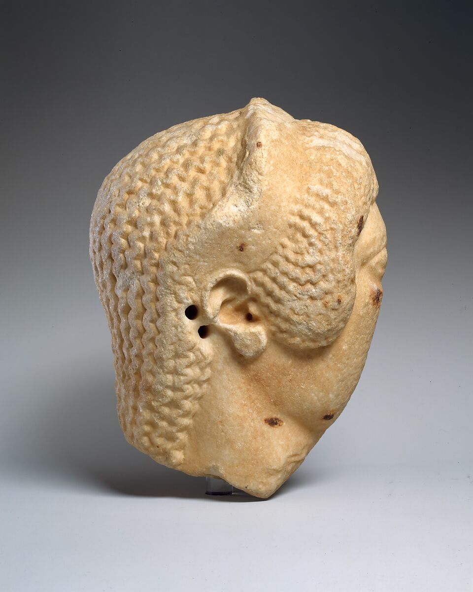 Marble head of a woman, Marble, Greek, probably Cycladic or northern Ionian 