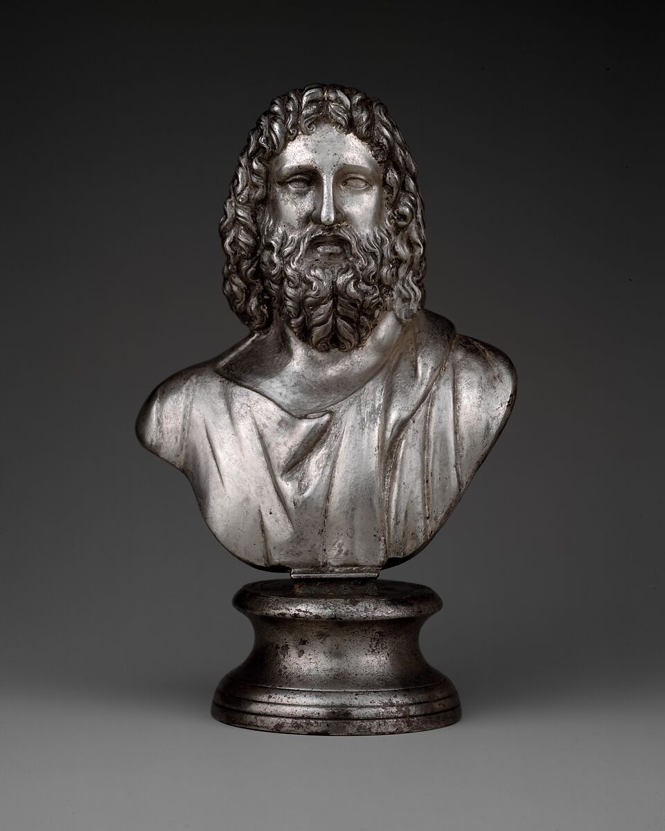 Silver bust of Serapis, Silver, Roman