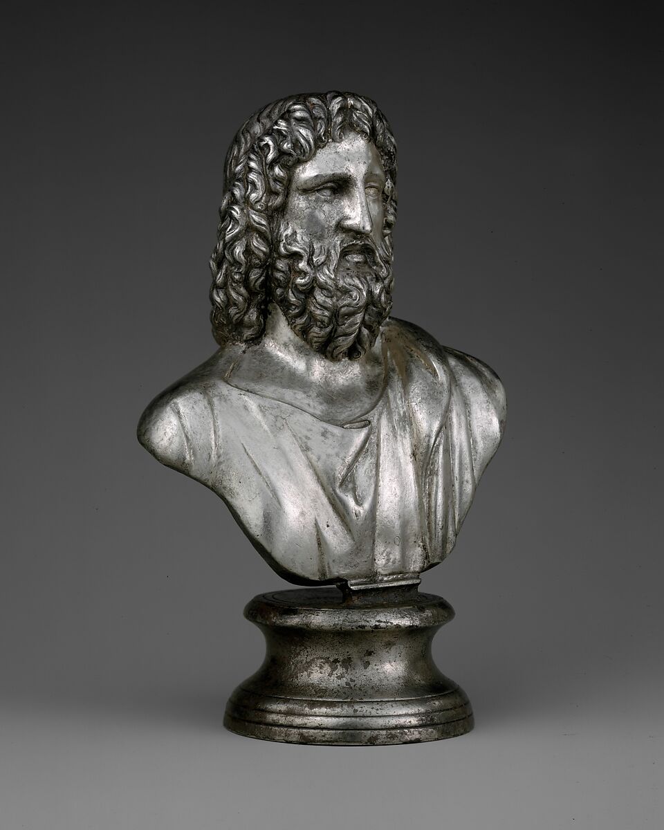 Silver bust of Serapis, Silver, Roman