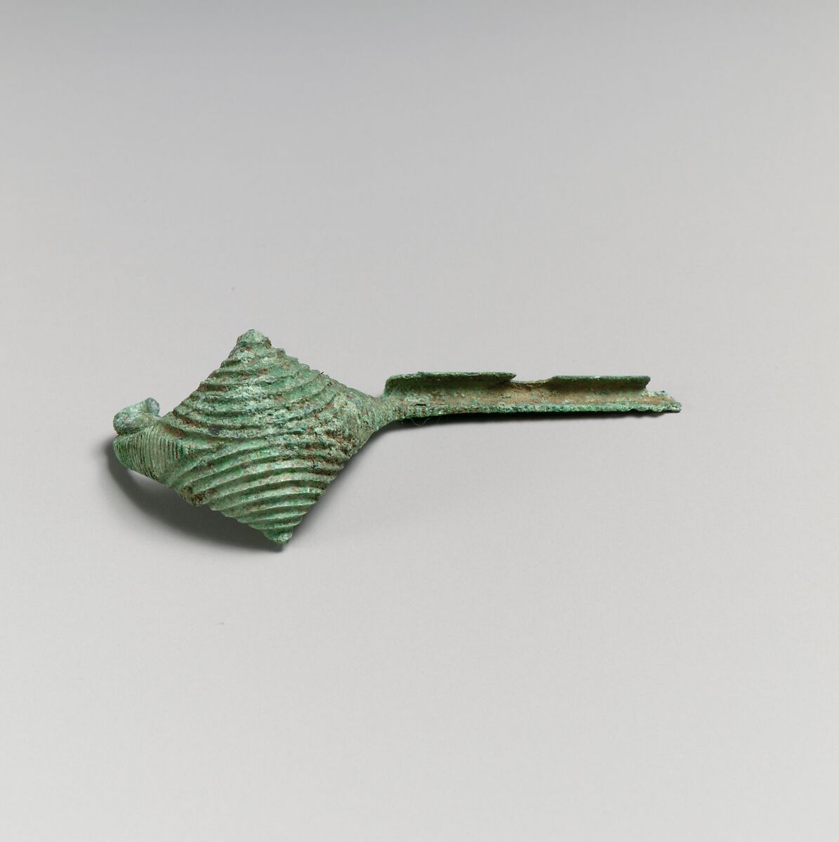 Bronze navicella-type fibula (safety pin), Bronze, Villanovan 