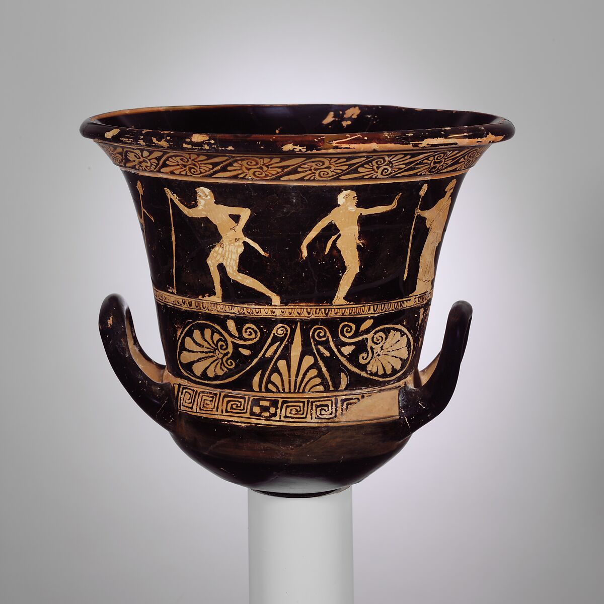 Terracotta calyx-krater (bowl for mixing wine and water), Terracotta, Greek, Attic