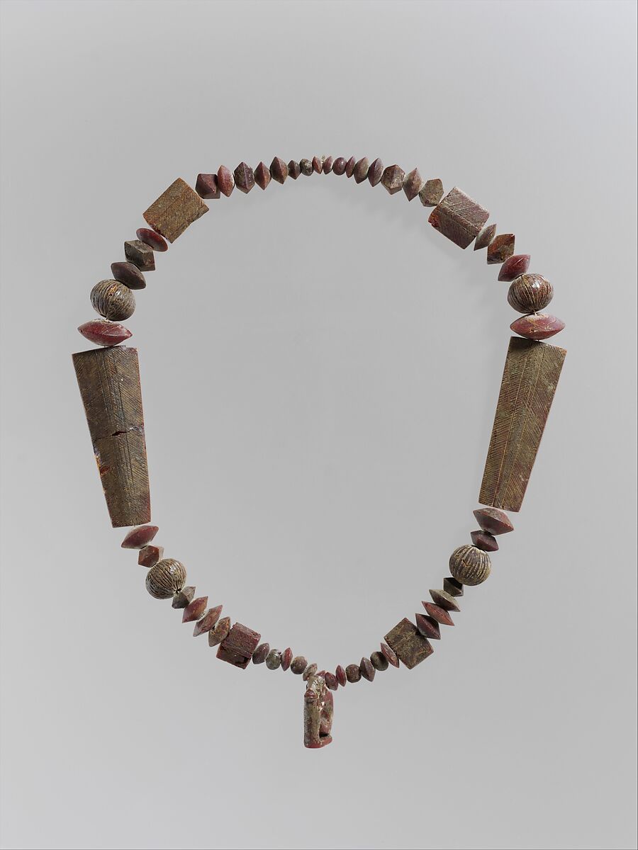 Modern reconstruction of ancient beads and monkey pendant, Amber, Etruscan 