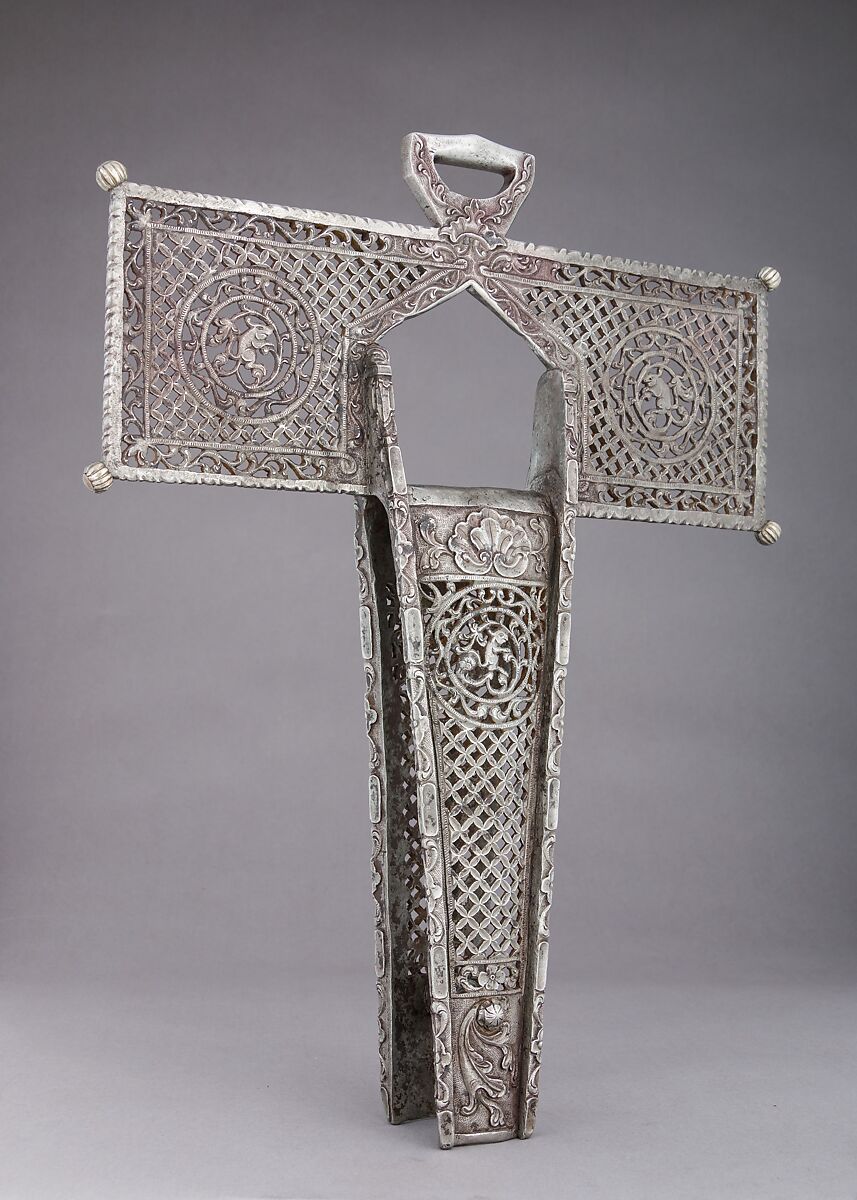 Pair of Stirrups, Iron, silver, Mexican