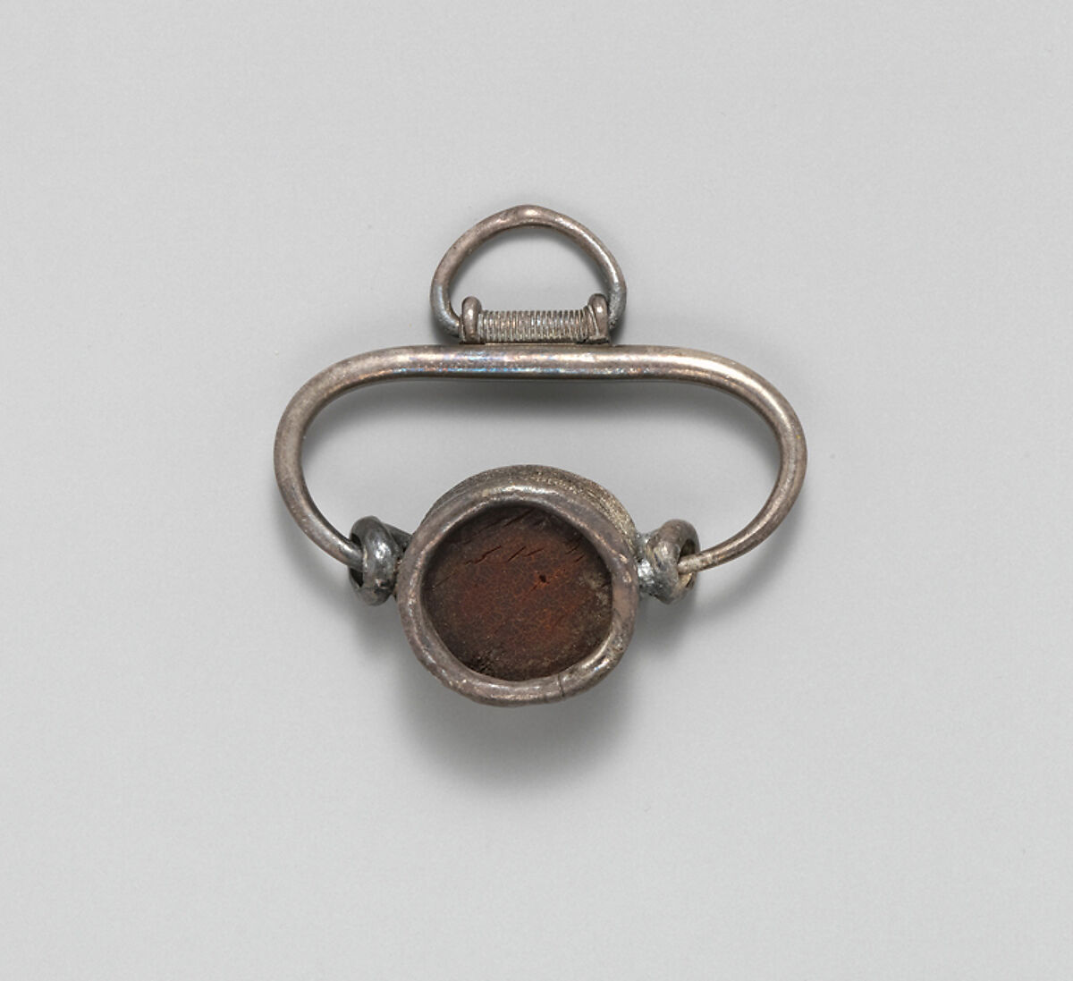 Silver gilt and amber pendant, Amber, silver, Etruscan 