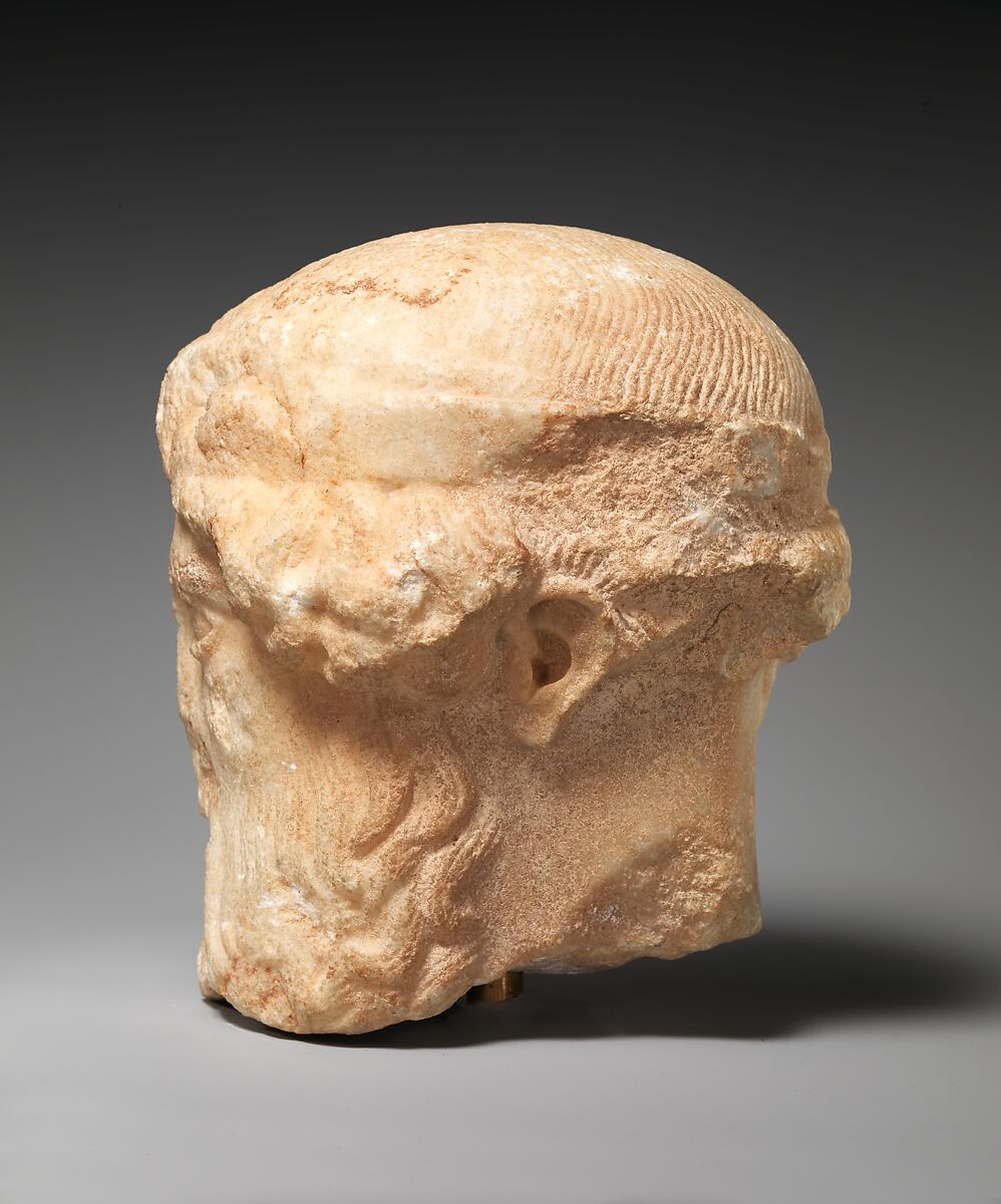 Marble herm head of a bearded deity, Marble, Greek, Attic