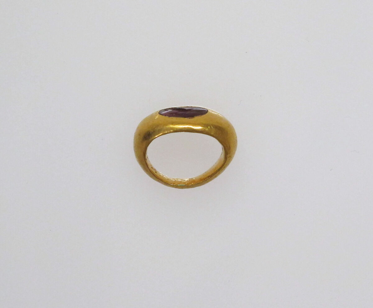 Ring with intaglio of a bird, Gold, gem, Roman 