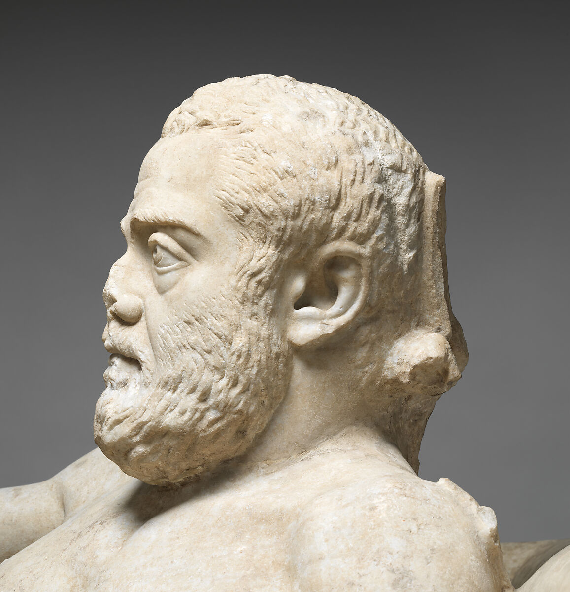 Marble sarcophagus lid with reclining couple, Marble, Roman