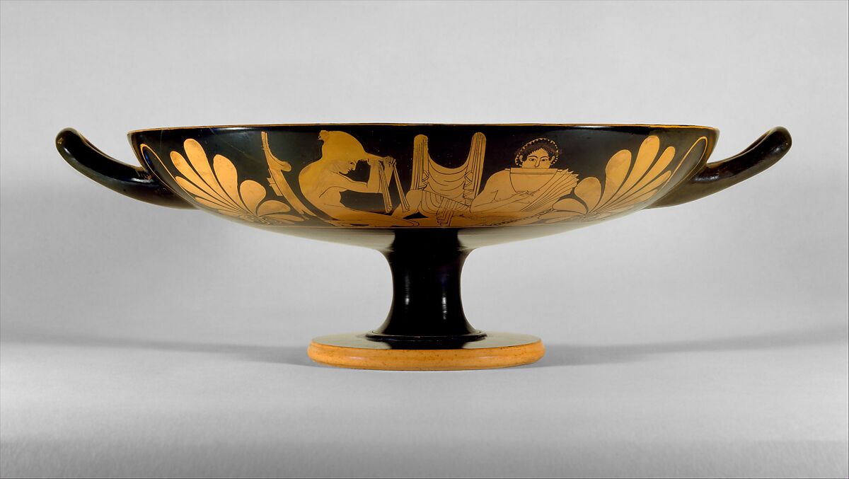 Terracotta kylix (drinking cup), Attributed to the Ashby Painter, Terracotta, Greek, Attic
